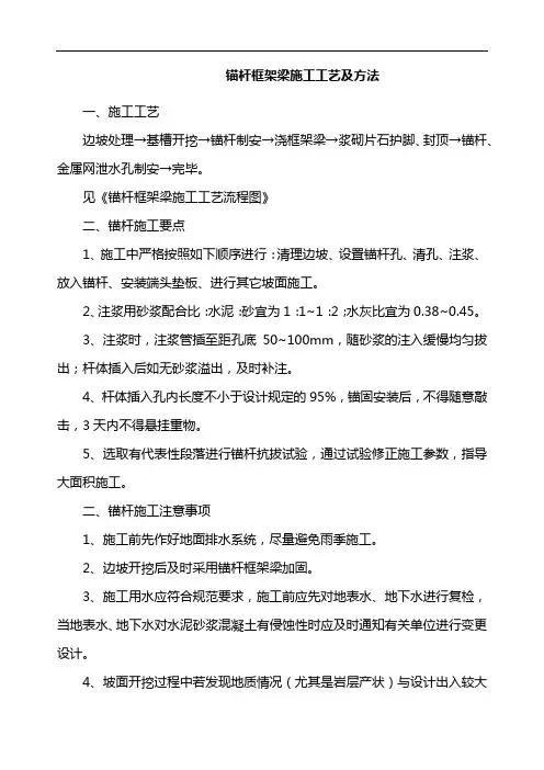 锚杆框架梁施工工艺及方法
