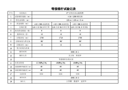 锚杆拉拔实验记录
