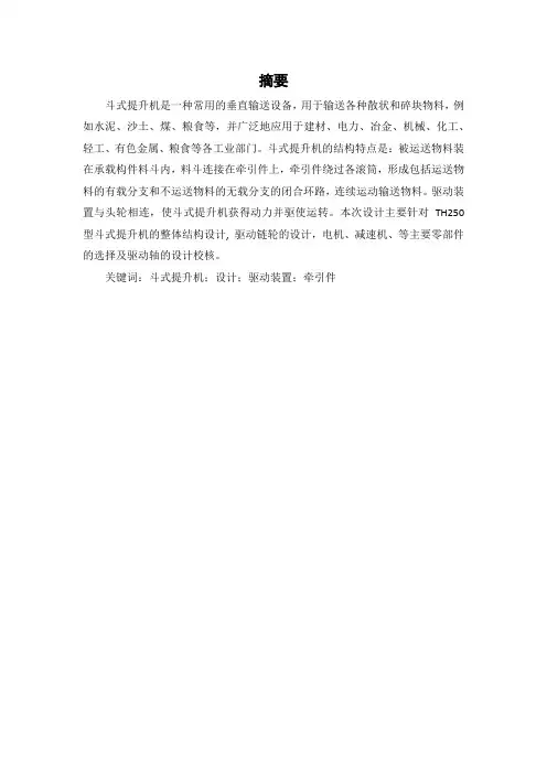 TH250斗式提升机毕业设计说明书论文