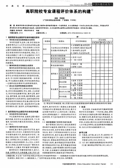 高职院校专业课程评价体系的构建