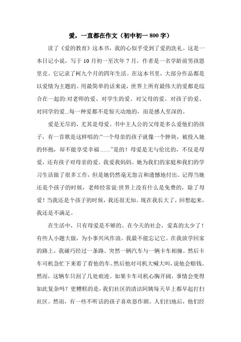 爱,一直都在作文(初中初一800字).doc