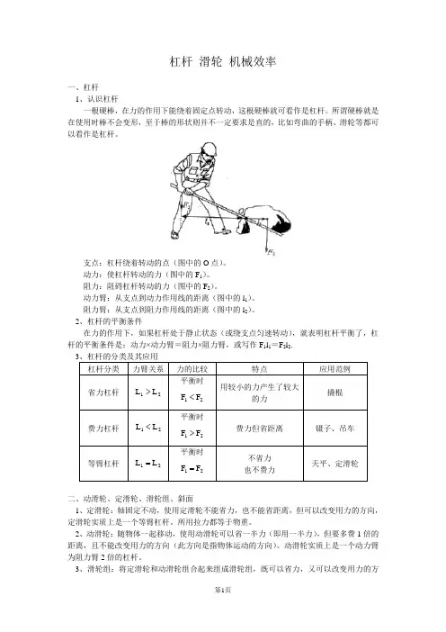 杠杆 滑轮 机械效率