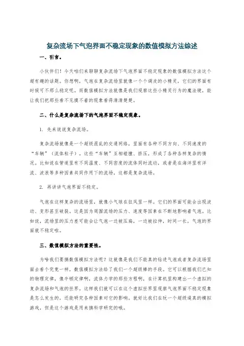 复杂流场下气泡界面不稳定现象的数值模拟方法综述