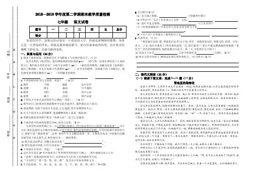 18--19第二学期期末(七年级语文)含答案
