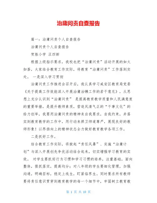 治庸问责自查报告
