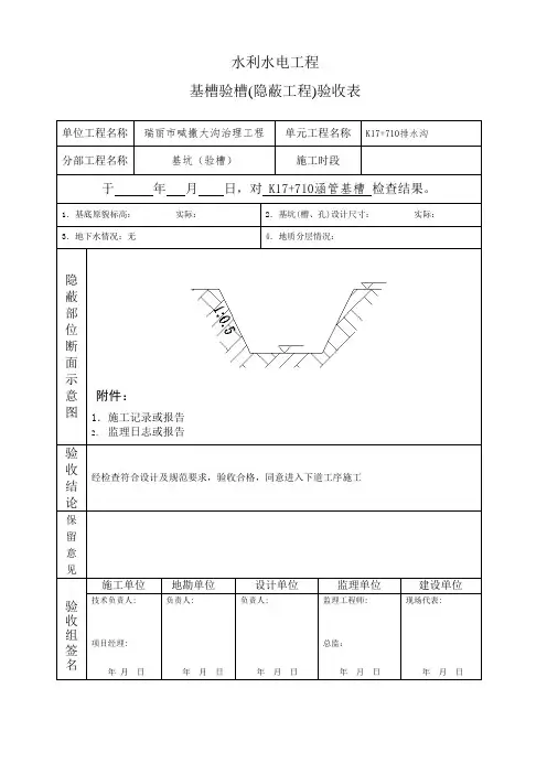 水利水电工程隐蔽工程验收记录-排水沟