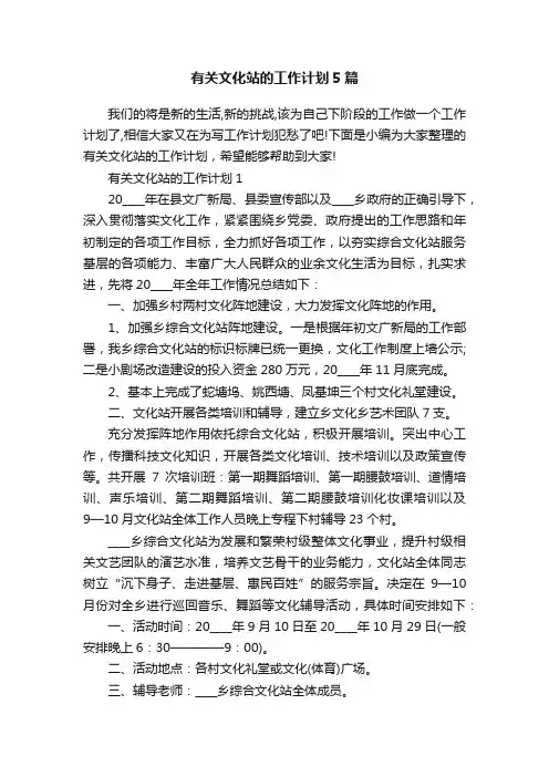 有关文化站的工作计划5篇