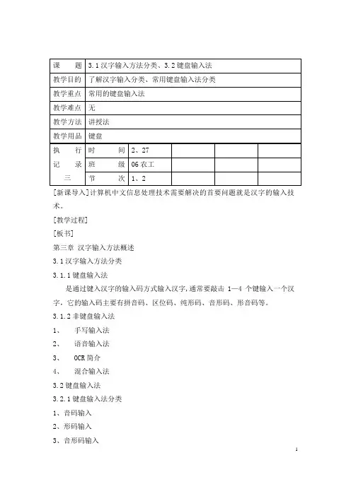 31汉字输入方法分类