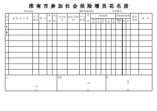 社会保险增员花名册范本