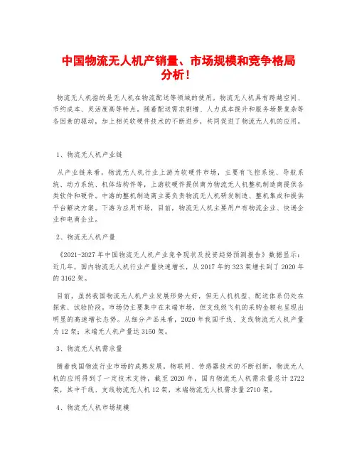 中国物流无人机产销量、市场规模和竞争格局分析!