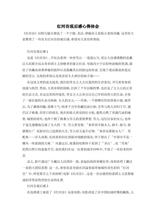 红河谷观后感心得体会