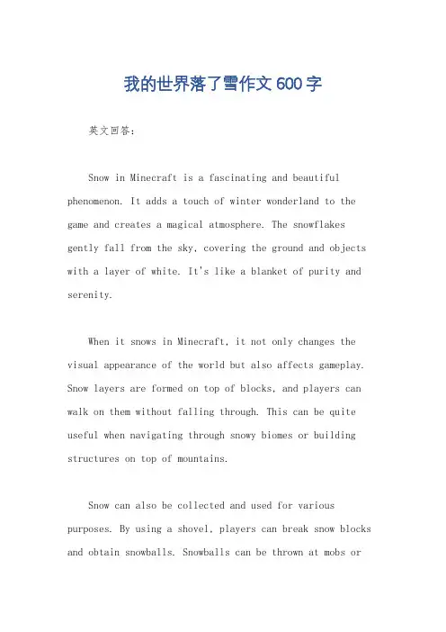 我的世界落了雪作文600字