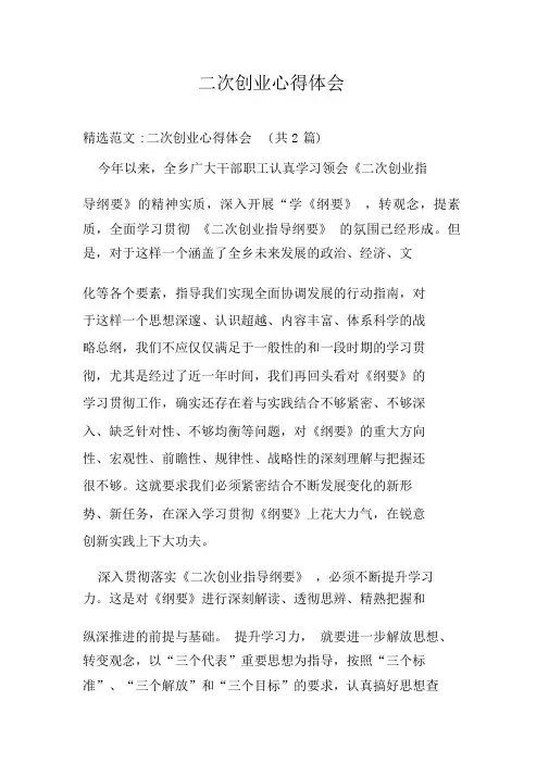 二次创业心得体会