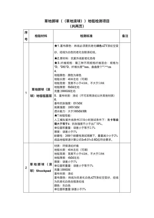 草地掷球地毯检验检测标准