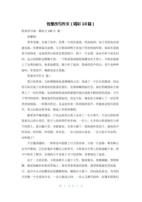 牧童改写作文(精彩10篇)