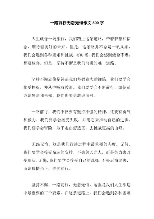 一路前行无怨无悔作文800字