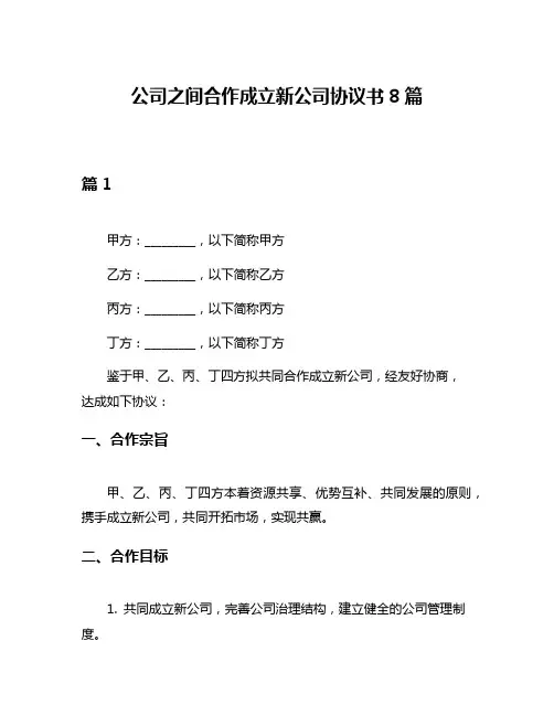 公司之间合作成立新公司协议书8篇