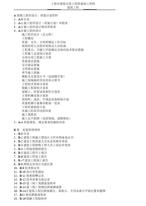 上海建筑工程资料全套范本空白表格