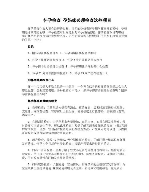 怀孕检查 孕妈咪必须检查这些项目