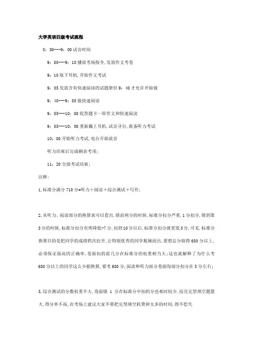 大学英语四级考试流程具体介绍