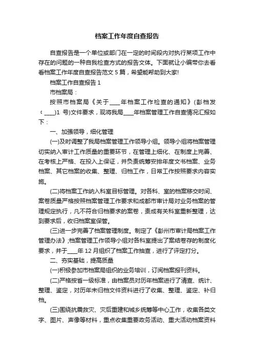 档案工作年度自查报告