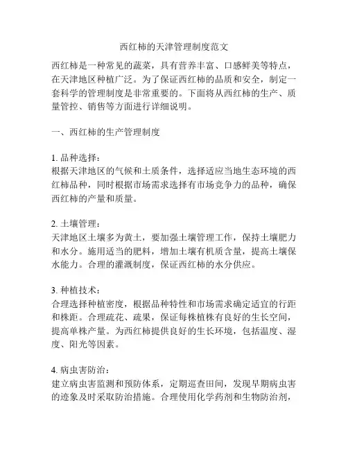 西红柿的天津管理制度范文