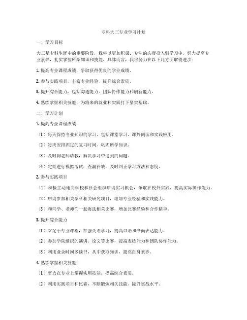 专科大三专业学习计划