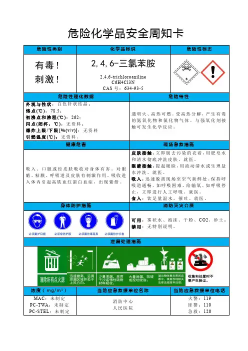 2,4,6-三氯苯胺-危险化学品安全周知卡