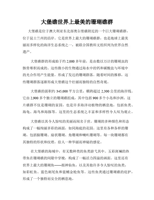 大堡礁世界上最美的珊瑚礁群