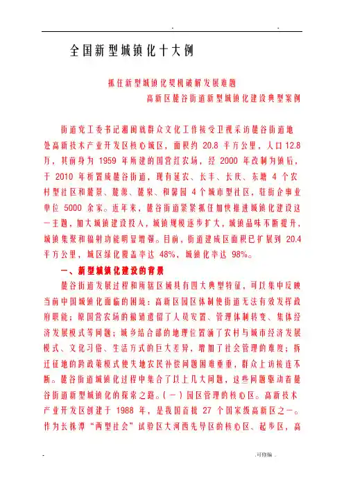 全国新型城镇化十大范例