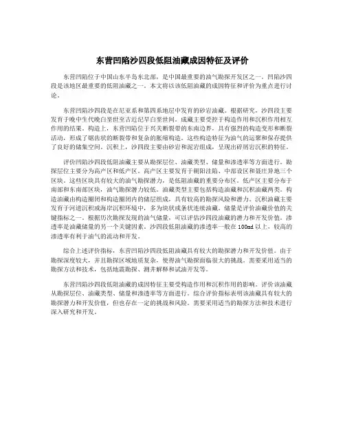 东营凹陷沙四段低阻油藏成因特征及评价