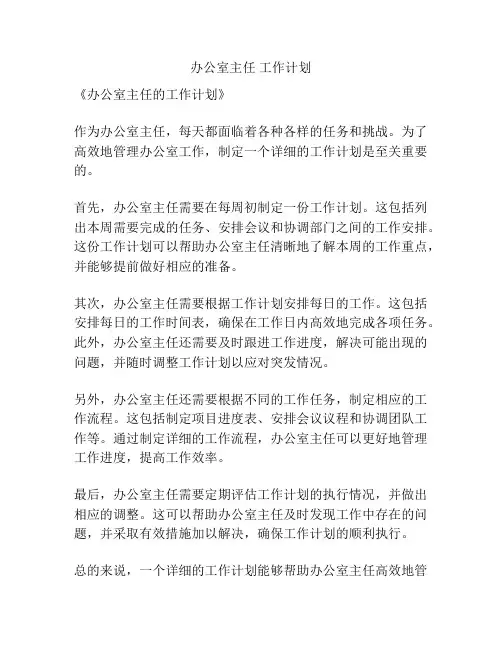 办公室主任 工作计划
