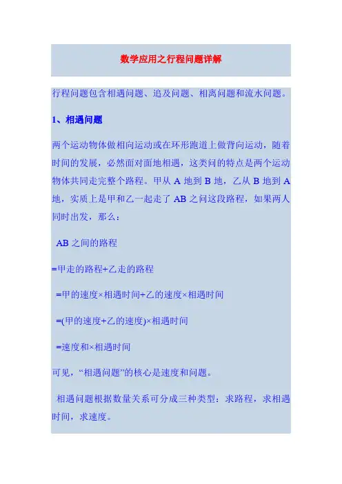 数学应用之行程问题详解