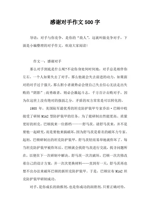 感谢对手作文500字