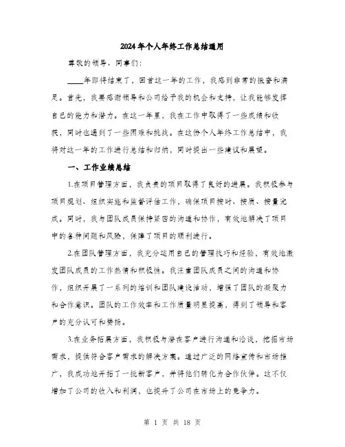 2024年个人年终工作总结通用(6篇)