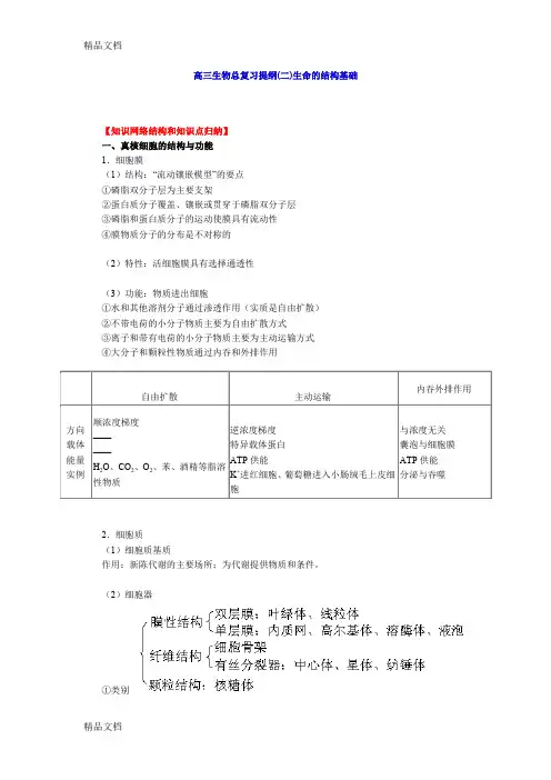 (整理)高三生物总复习提纲