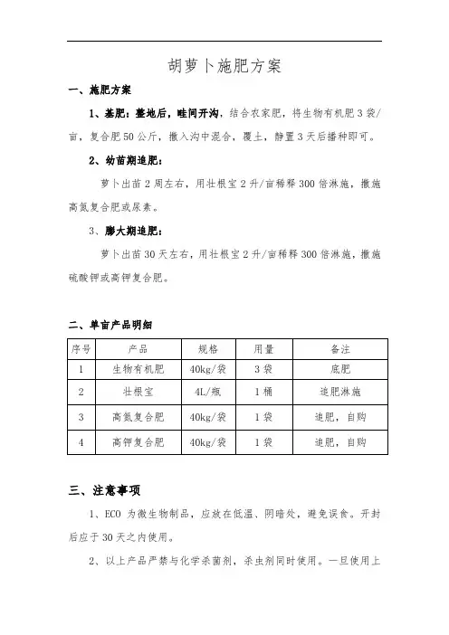 胡萝卜施肥方案