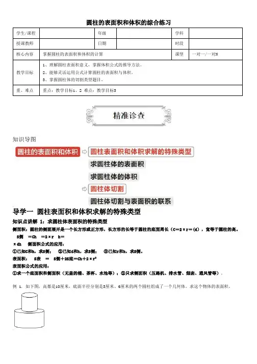 六年级数学下册圆柱的表面积和体积综合练习(完整版)