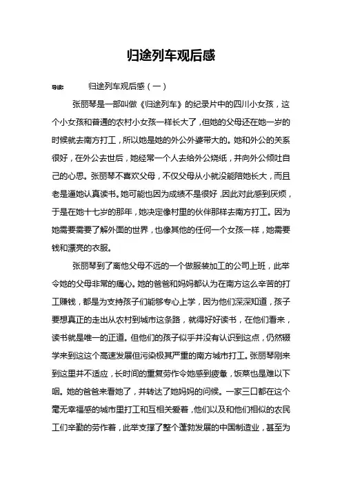 归途列车观后感