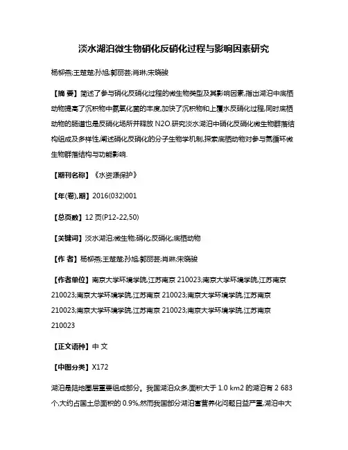 淡水湖泊微生物硝化反硝化过程与影响因素研究