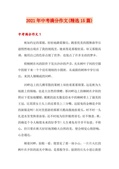 2021年中考满分作文(精选15篇)