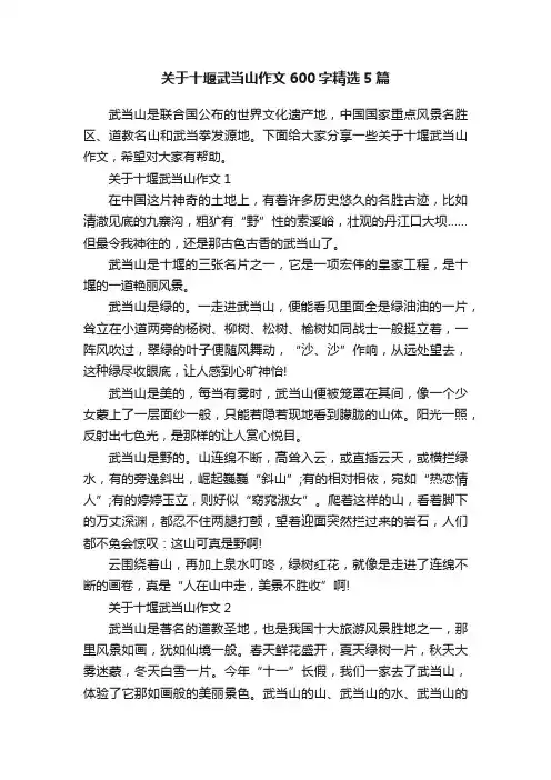 关于十堰武当山作文600字精选5篇