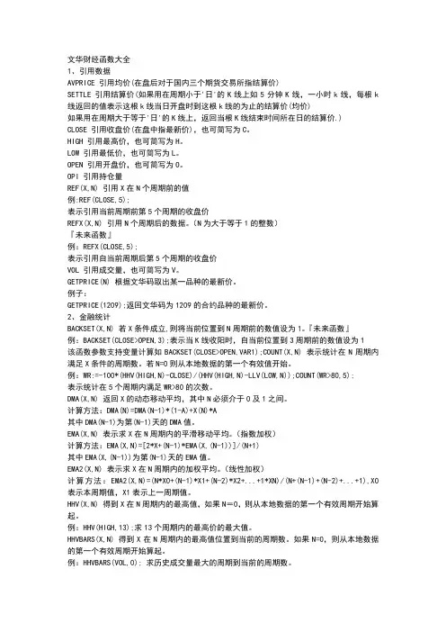 文华财经函数大全
