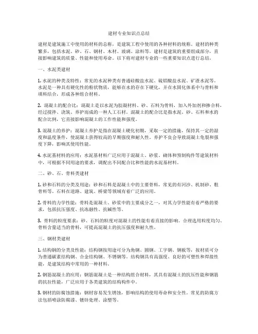 建材专业知识点总结