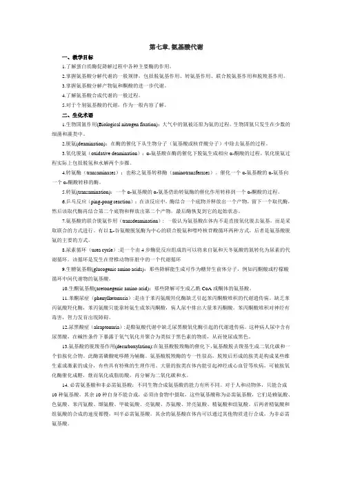 第七章.氨基酸代谢