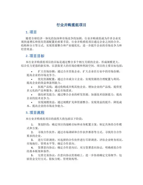 行业并购重组项目简介
