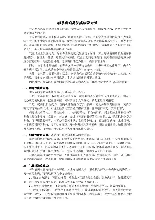 春季肉鸡易发疾病及对策