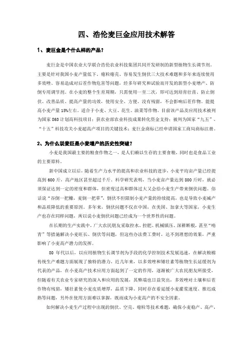 小麦专用调节剂-浩伦麦巨金应用技术解答doc