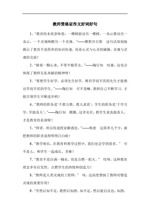 教师资格证作文好词好句