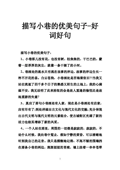 描写小巷的优美句子-好词好句